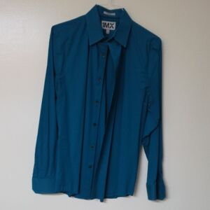 Express Teal Fitted Button-Up Shirt
